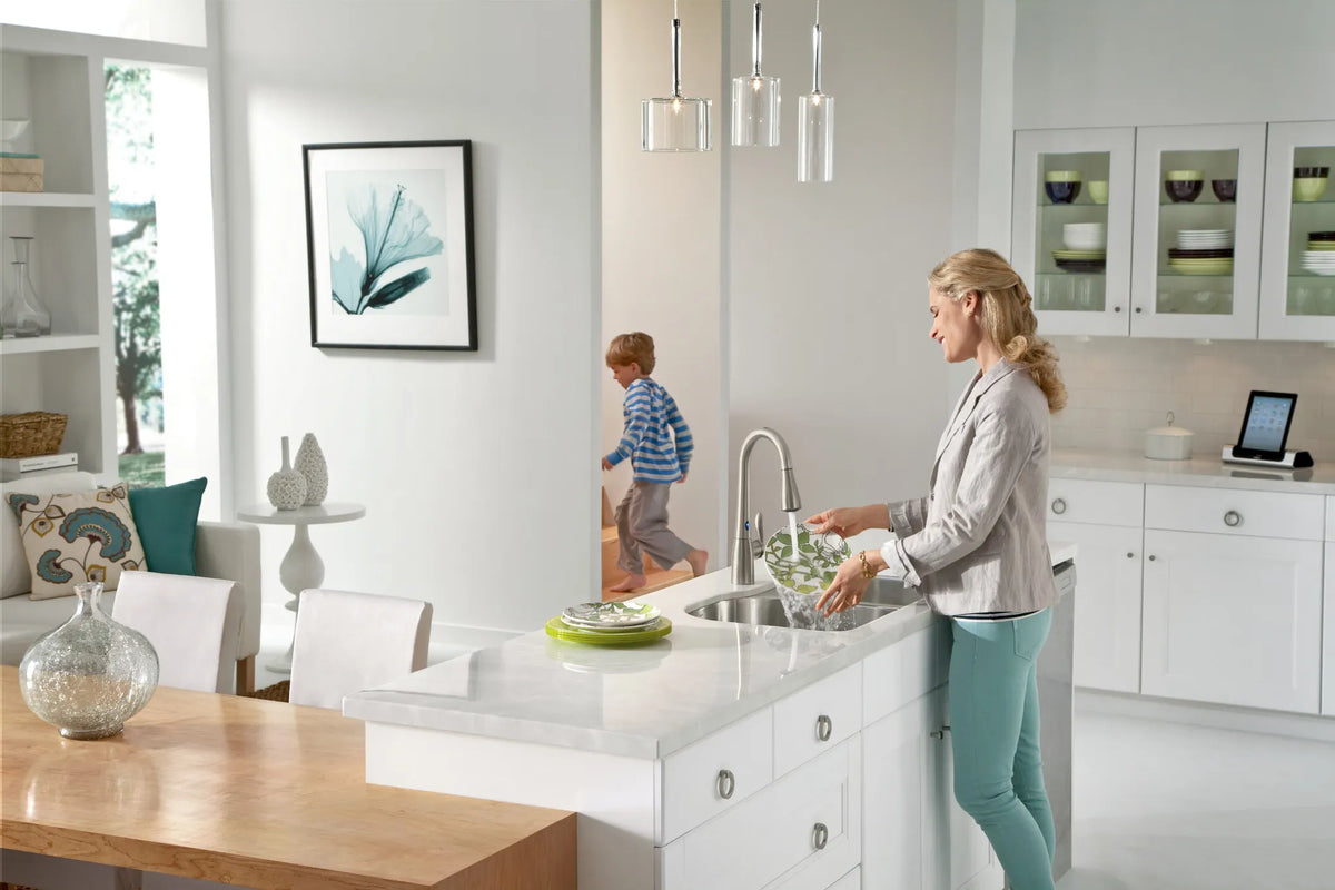 MOEN 7594ESRS Arbor Chrome One-Handle High Arc Pulldown Kitchen Faucet - Spot Resist Stainless