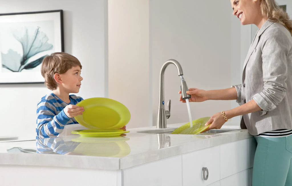 MOEN 7594ESRS Arbor Chrome One-Handle High Arc Pulldown Kitchen Faucet - Spot Resist Stainless