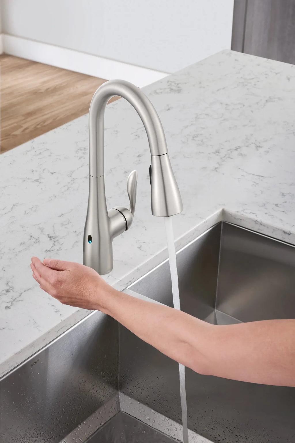 MOEN 7594EWBL Arbor Motionsense Wave One-Handle Pulldown Touchless Kitchen Faucet - Matte Black