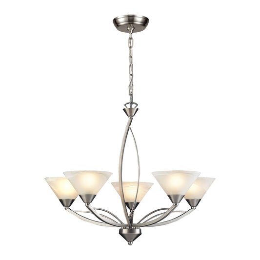 ELK SHOWROOM 7637/5 Elysburg 28'' Wide 5-Light Chandelier - Satin Nickel