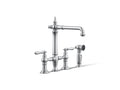 KOHLER K-76519-4-CP Artifacts Three-Hole Bridge Kitchen Sink Faucet With Side Sprayer - Polished Chrome