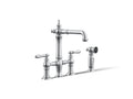 KOHLER K-76520-4-CP Artifacts Three-Hole Bridge Bar Sink Faucet With Side Sprayer - Polished Chrome