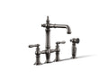 KOHLER K-76520-4-TT Artifacts Three-Hole Bridge Bar Sink Faucet With Side Sprayer - Vibrant Titanium