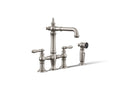 KOHLER K-76520-4-VS Artifacts Three-Hole Bridge Bar Sink Faucet With Side Sprayer - Vibrant Stainless