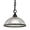 THOMAS 7661PS/10 Liberty Park 1-Light Flush Mount in Oil Rubbed Bronze with Prismatic Clear Glass