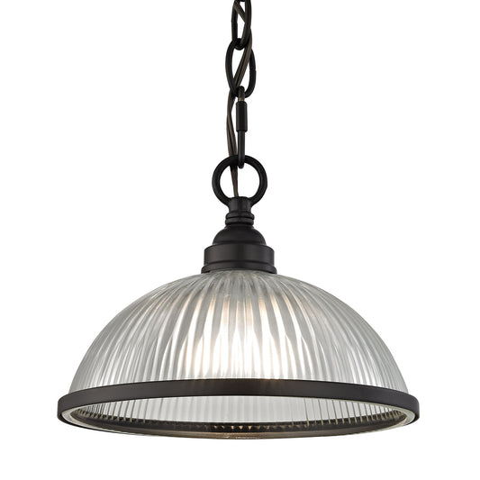 THOMAS 7661PS/10 Liberty Park 1-Light Flush Mount in Oil Rubbed Bronze with Prismatic Clear Glass