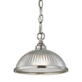 THOMAS 7661PS/20 Liberty Park 1-Light Flush Mount in Brushed Nickel with Prismatic Clear Glass