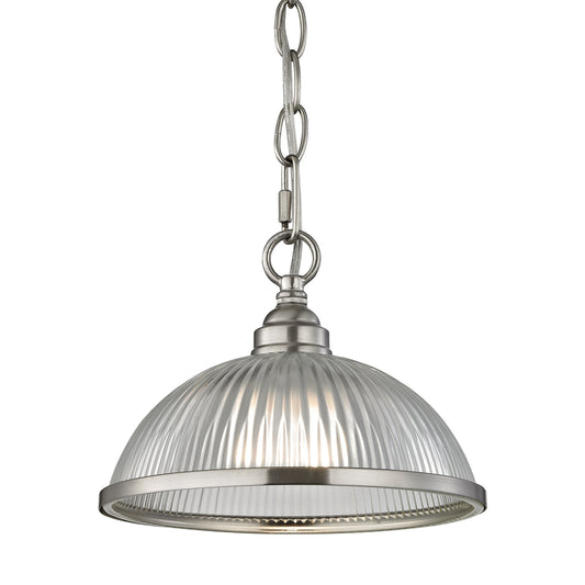 THOMAS 7661PS/20 Liberty Park 1-Light Flush Mount in Brushed Nickel with Prismatic Clear Glass