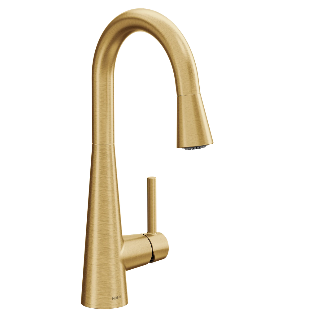 MOEN 7664BG Sleek One-Handle Pulldown Bar Faucet - Brushed Gold