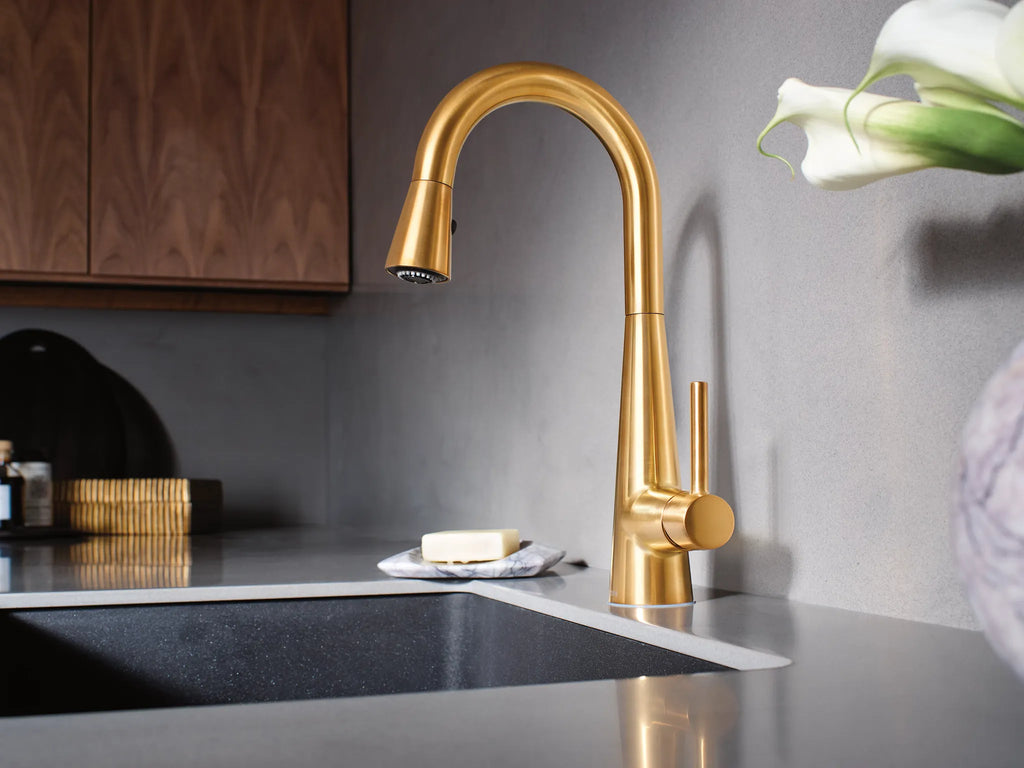 MOEN 7664BG Sleek One-Handle Pulldown Bar Faucet - Brushed Gold