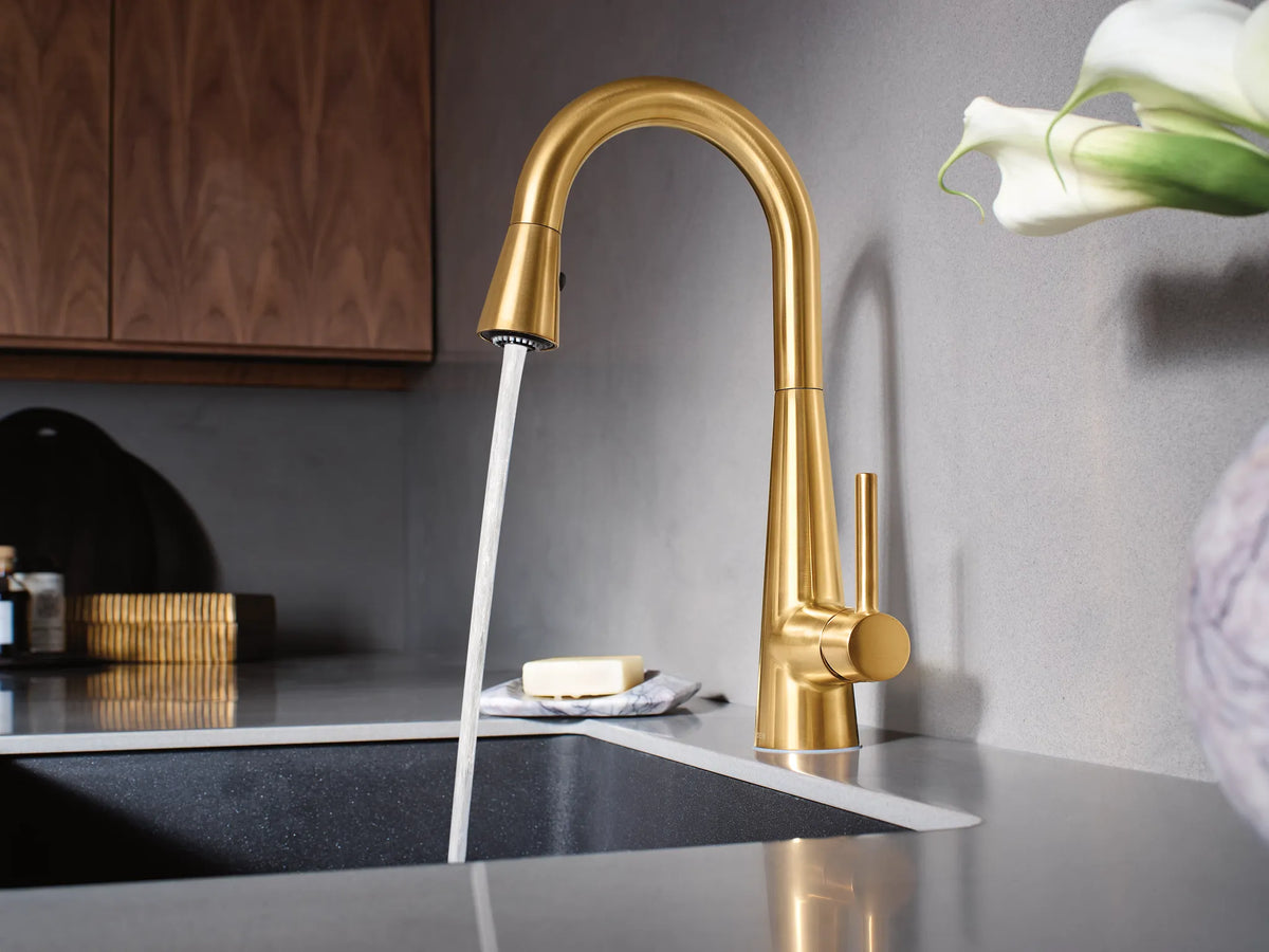 MOEN 7664BG Sleek One-Handle Pulldown Bar Faucet - Brushed Gold