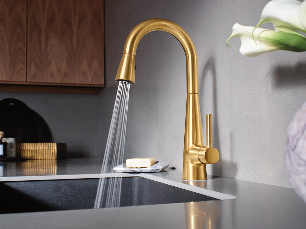 MOEN 7664BG Sleek One-Handle Pulldown Bar Faucet - Brushed Gold