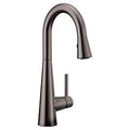 MOEN 7664BLS Sleek One-Handle Pulldown Bar Faucet - Black Stainless