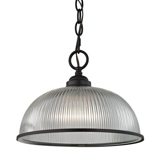 THOMAS 7681PL/10 Liberty Park 1-Light Mini Pendant in Oil Rubbed Bronze with Prismatic Clear Glass