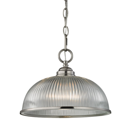 THOMAS 7681PL/20 Liberty Park 1-Light Mini Pendant in Brushed Nickel with Prismatic Clear Glass