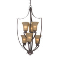 THOMAS 7706FY/10 Foyer 6-Light Chandelier in Oil Rubbed Bronze with Light Amber Glass