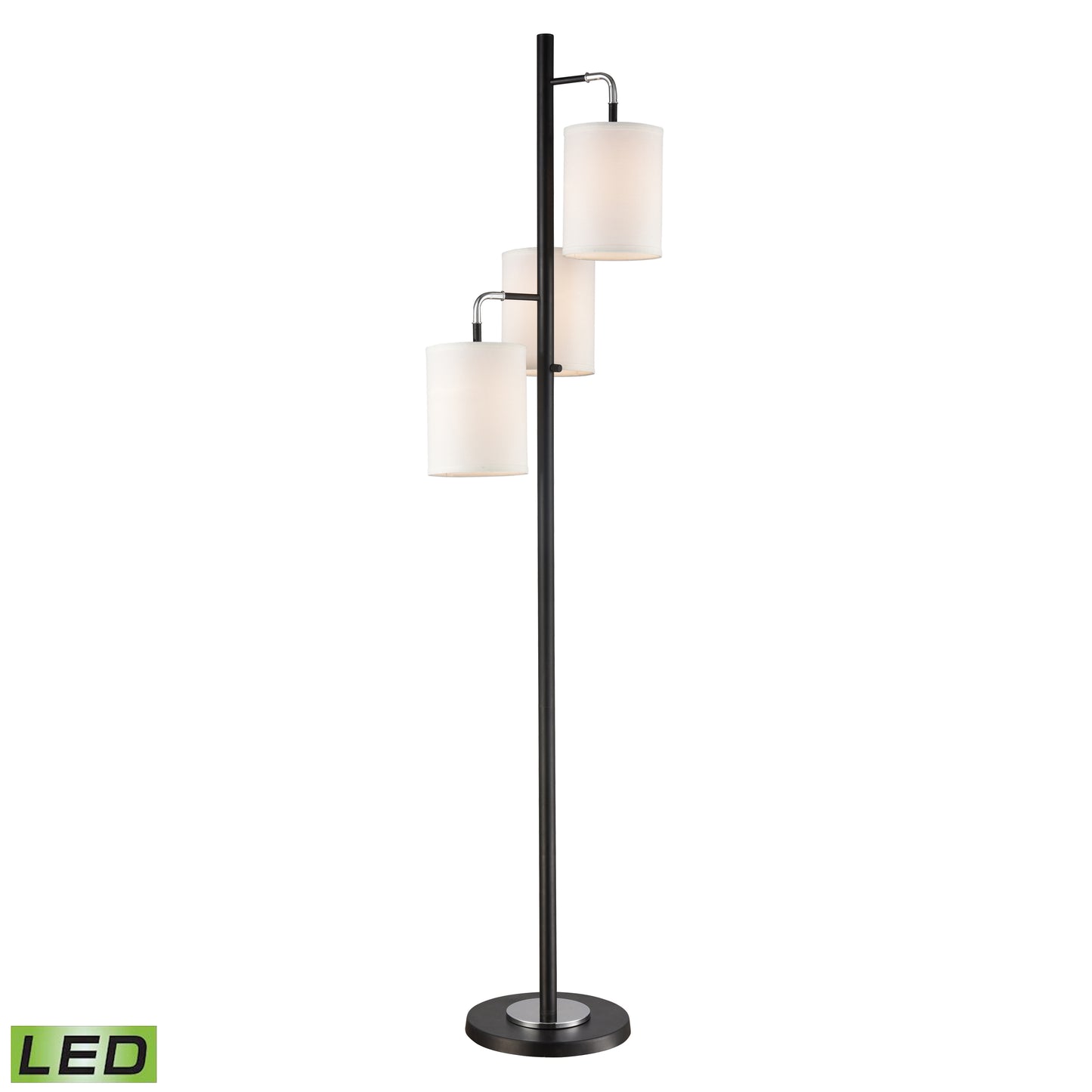 ELK STUDIO 77101-LED Uprising 72'' High 3-Light Floor Lamp - Black - Includes LED Bulbs