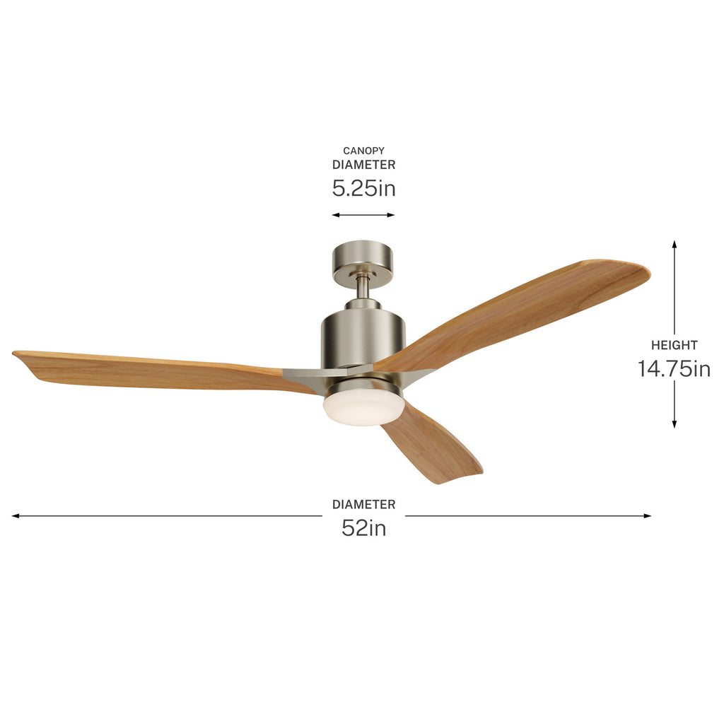 KICHLER 300027BSS Ridley Ii Led 52" Fan Brushed Stainless Steel