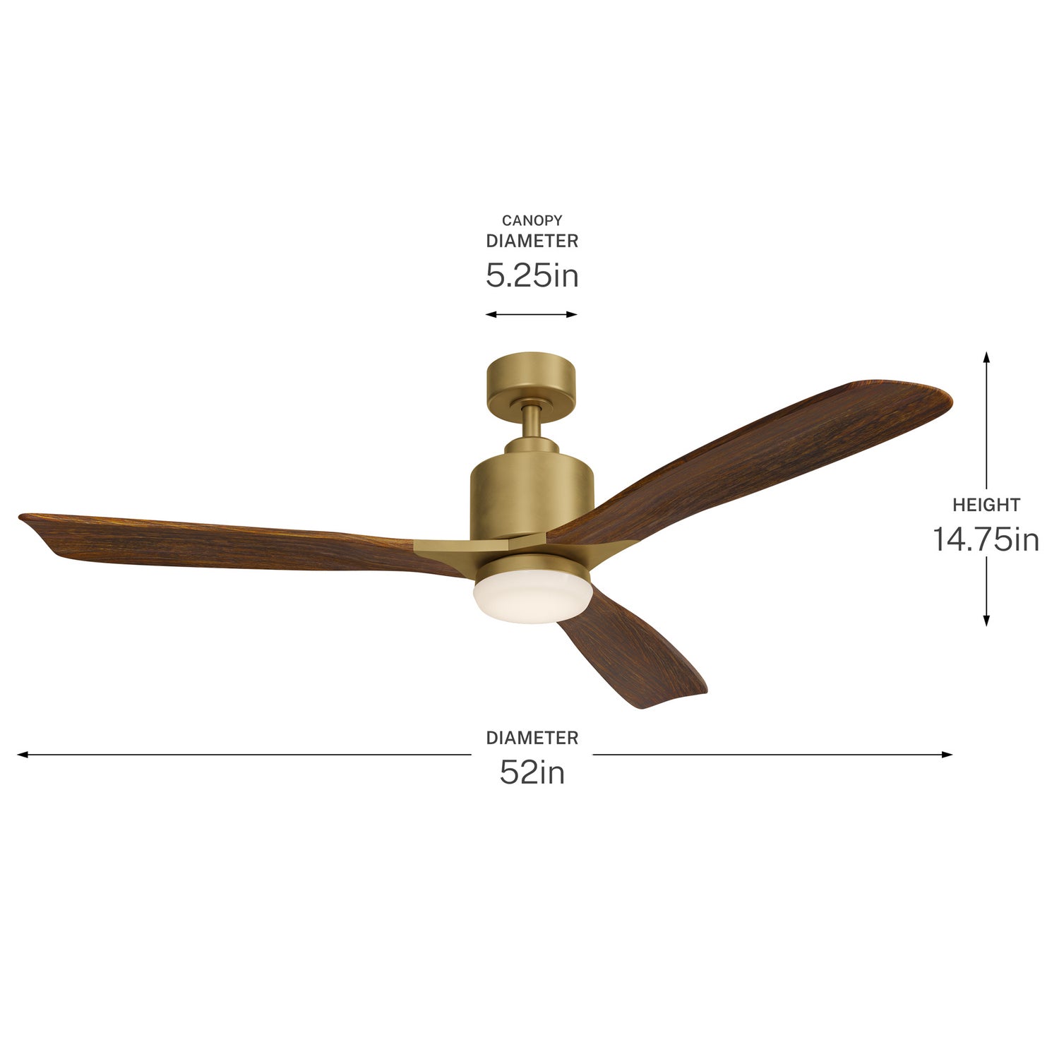 KICHLER 300027NBR Ridley Ii Led 52" Fan Natural Brass