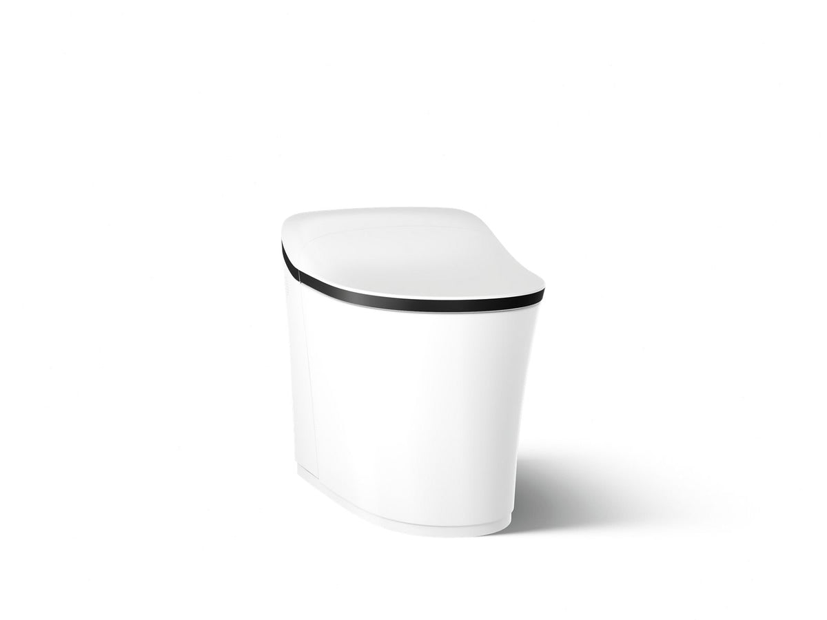 KOHLER K-77795-0BL Eir One-Piece Elongated Smart Toilet, Dual-Flush - White With Matte Black