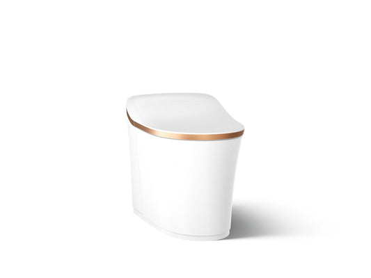 KOHLER K-77795-0SG Eir One-piece elongated smart toilet, dual-flush - White with Sunrise Gold Trim