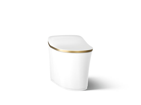 KOHLER K-77795-2MB Eir One-piece elongated smart toilet, dual-flush - White with Moderne Brushed Brass