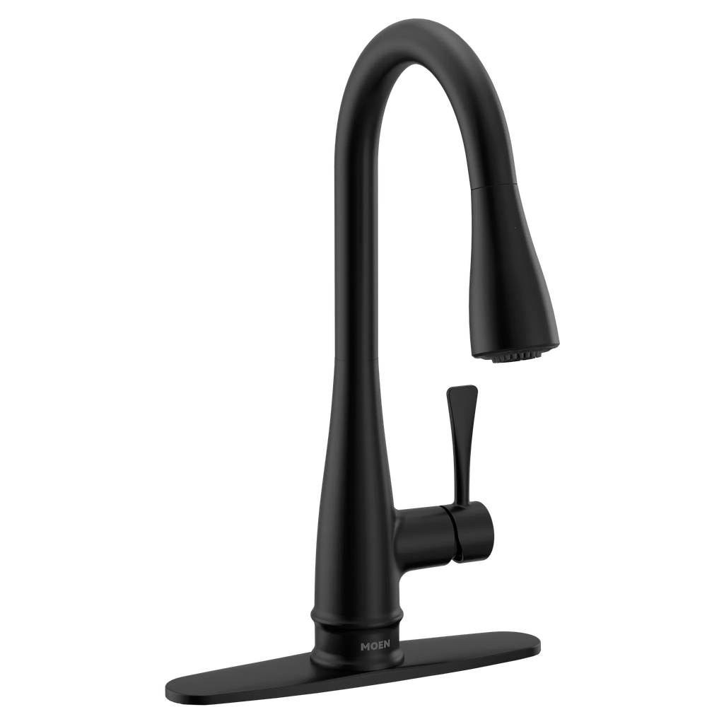 MOEN 7804BL Riverwood Chrome One-Handle Kitchen Faucet - Matte Black