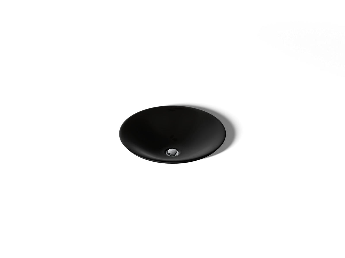 KOHLER K-7806-7 Carillon 17-3/4" Round Drop-In Bathroom Sink, No Overflow - Black Black