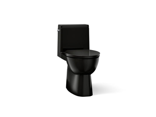 KOHLER K-78080-7 Reach One-piece compact elongated toilet with skirted trapway, 1.28 gpf - Black Black