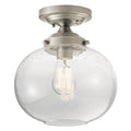 KICHLER 42296NI Avery 9.75" 1 Light Semi Flush With Clear Seeded Glass Brushed Nickel