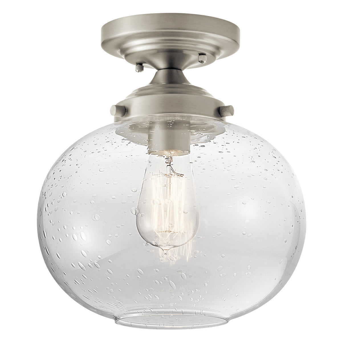 KICHLER 42296NI Avery 9.75" 1 Light Semi Flush With Clear Seeded Glass Brushed Nickel