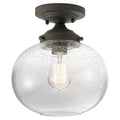 KICHLER 42296OZ Avery 9.75" 1 Light Semi Flush With Clear Seeded Glass Olde Bronze