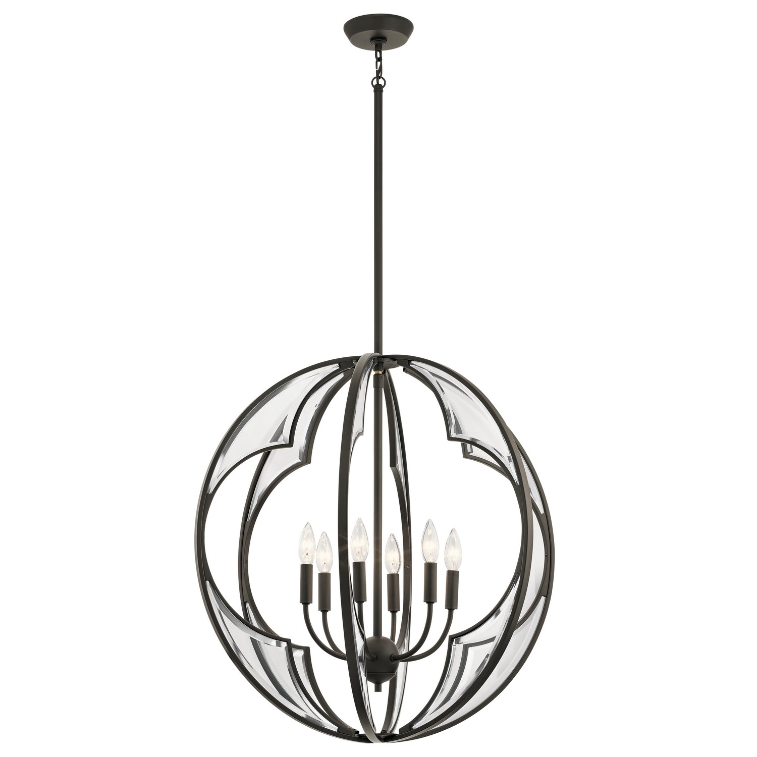 KICHLER 43097OZ Montavello 26.75" 6 Light Chandelier with Clear Beveled Glass in Olde Bronze