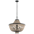 KICHLER 43891DBK Brisbane 24.75" 6 Light Chandelier In Distressed Black With Distressed Antique White Beads