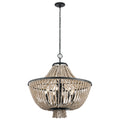 KICHLER 43892DBK Brisbane 31.75" 8 Light Chandelier In Distressed Black With Distressed Antique White Beads