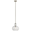KICHLER 43955NI Riviera 13" 1 Light Pendant With Clear Ribbed Glass In Brushed Nickel