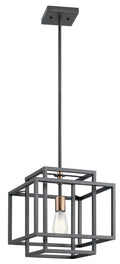 KICHLER 43982BK Taubert 13" 1 Light Pendant With Black And Natural Brass Accents