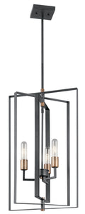 KICHLER 43983BK Taubert 26.25" 3 Light Foyer Pendant With Black And Natural Brass Accents