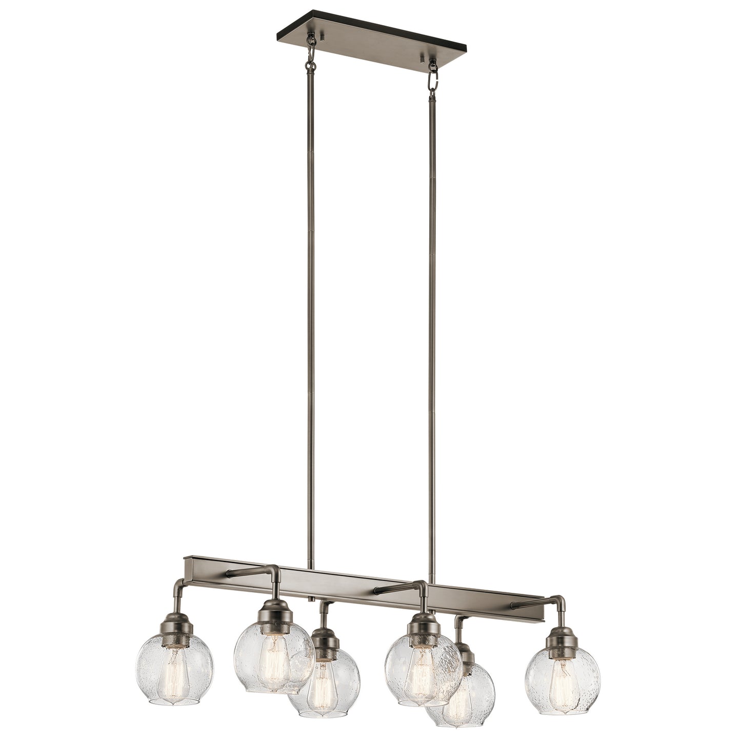 KICHLER 43994Ap Niles Six Light Linear Chandelier Antique Pewter
