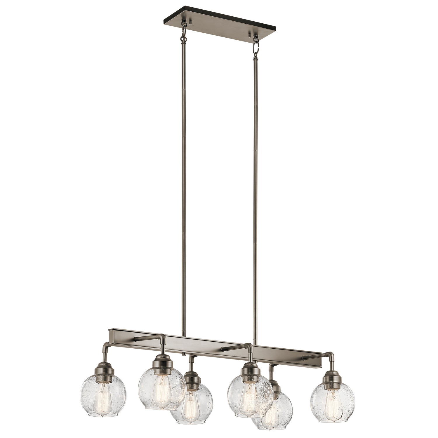 KICHLER 43994Ap Niles Six Light Linear Chandelier Antique Pewter