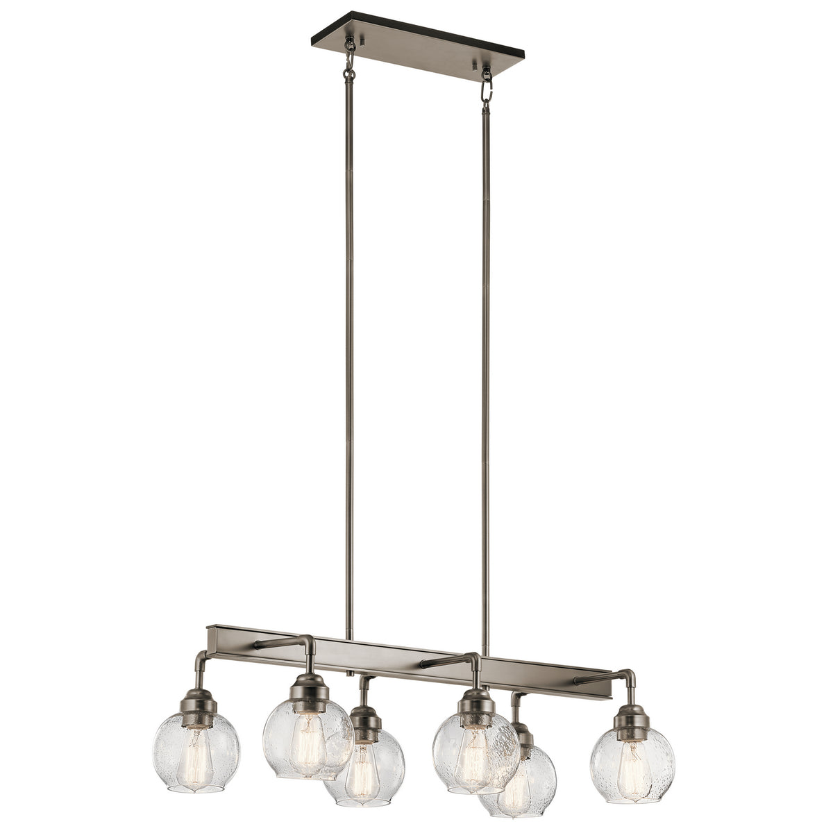 KICHLER 43994AP Niles Six Light Linear Chandelier Antique Pewter
