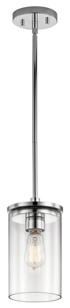 KICHLER 43996CH Crosby 10.75" 1 Light Mini Pendant With Clear Glass Chrome