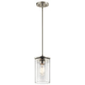 KICHLER 43996NI Crosby 10.75" 1 Light Mini Pendant With Clear Glass Brushed Nickel