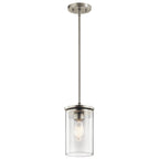 KICHLER 43996NI Crosby 10.75" 1 Light Mini Pendant With Clear Glass Brushed Nickel