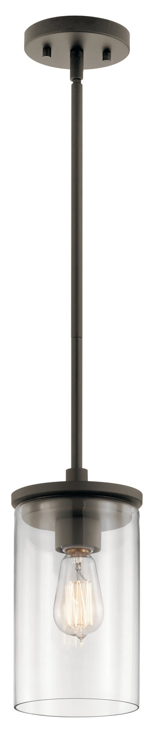 KICHLER 43996OZ Crosby 10.75" 1 Light Mini Pendant With Clear Glass Olde Bronze