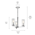 KICHLER 43997CH Crosby 13.75" 3 Light Convertible Chandelier With Clear Glass Chrome