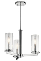 KICHLER 43997CH Crosby 13.75" 3 Light Convertible Chandelier With Clear Glass Chrome