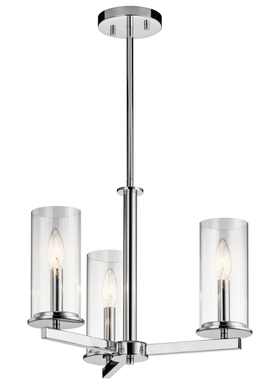 KICHLER 43997CH Crosby 13.75" 3 Light Convertible Chandelier With Clear Glass Chrome