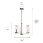 KICHLER 43997NI Crosby 13.75" 3 Light Convertible Chandelier With Clear Glass Brushed Nickel