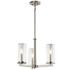 KICHLER 43997NI Crosby 13.75" 3 Light Convertible Chandelier With Clear Glass Brushed Nickel